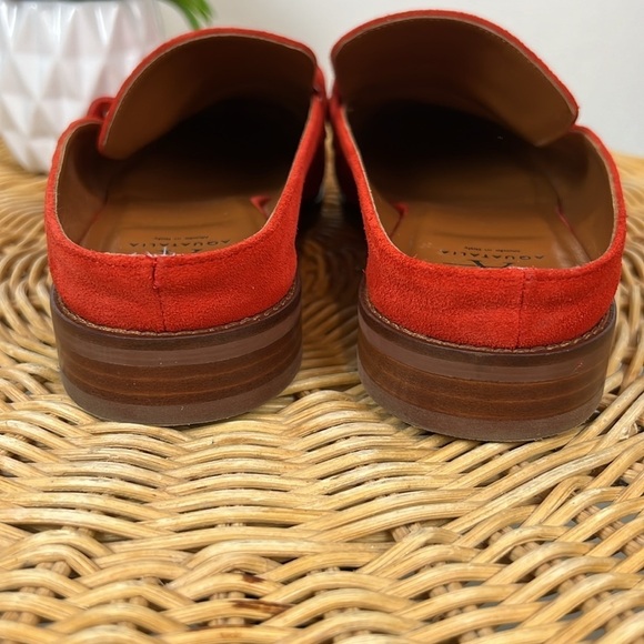 Aquatalia Mules Loafer Slip On Leather Suede Orange Buckle 7.5 - Picture 4 of 12